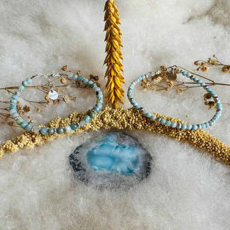 Larimar Armbänder mit Silber teilen