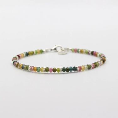 Edelstein Armband mix Turmalin 3mm mit Silber kugeln
