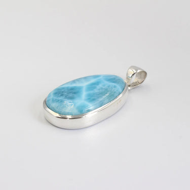AAA Larimar Schmuck Unikat – handgemachter Edelstein Anhänger aus 925 Silber für spirituelle Balance
