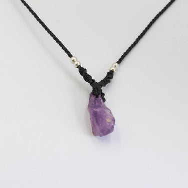 Amethyst Halskette mit gewachster Faden