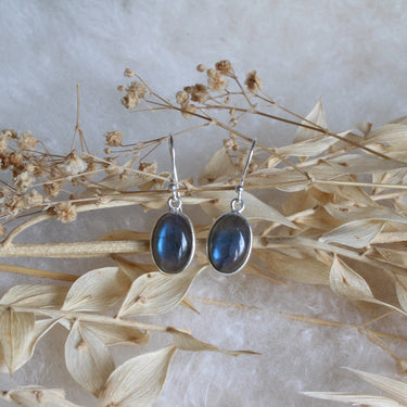Silber Ohrringe mit Labradorit blau 