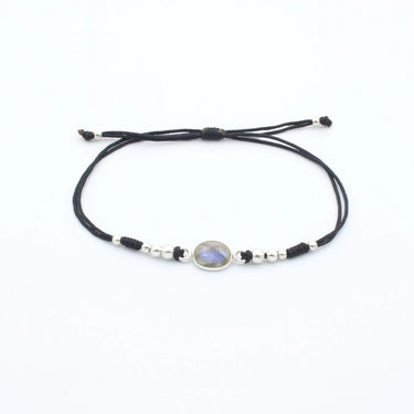 Stein Armband Labradorit mit schwarzer Schnur