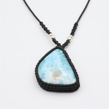 Makramee Halskette mit Larimar Atlantis Stein