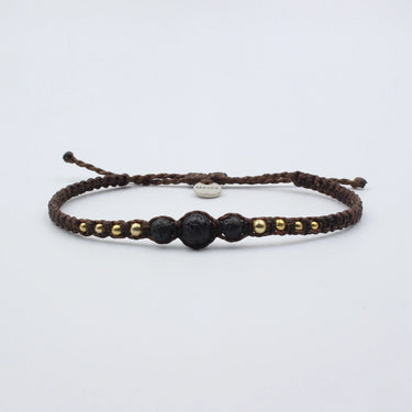 Makramee Armband mit Lavastein und Silber kugeln