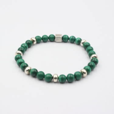 Echtes 925 Silber Armband mit Malachit 6mm