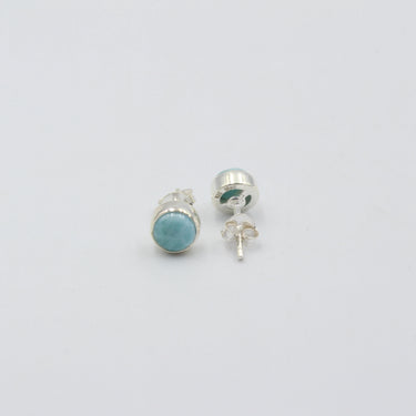 Silber und Larimar Edelstein Ohrstecker