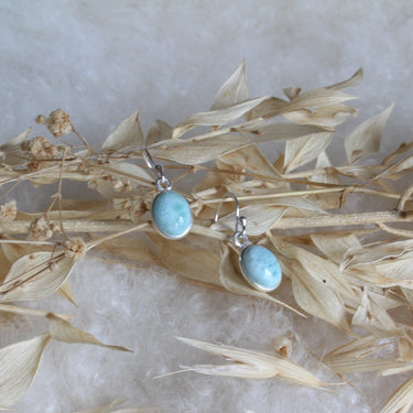 Silber Ohrringe Larimar blau Edelstein