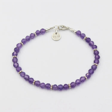 Amethyst 4mm und Sterlingsilber Armband 18cm