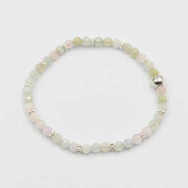 Beryll Armband 4mm mit Silberteilen 18cm