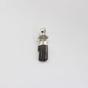 Grüner Turmalin Anhänger mit Herkimer Diamant